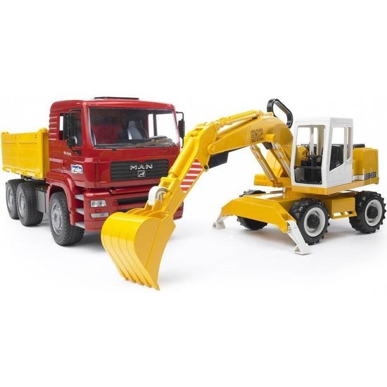 Bruder Dump Truck and Excavator online Offer at PLUSTOYS